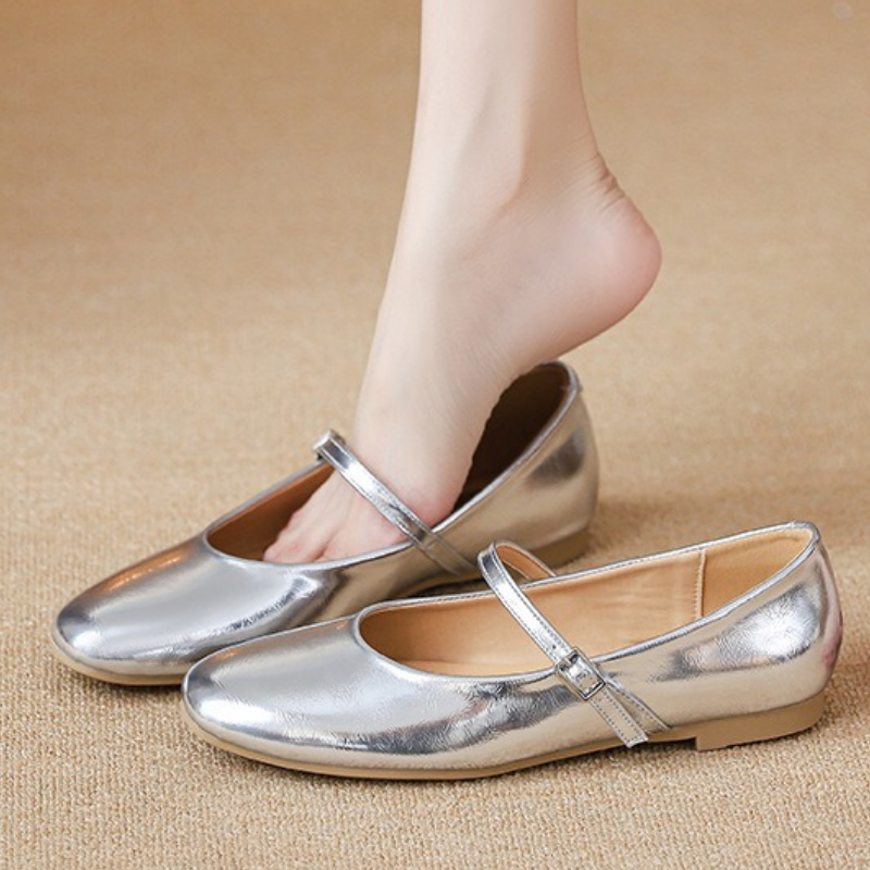 Shoes For Women Flats - Sepatu Flat Balet Perak Sepatu Mary