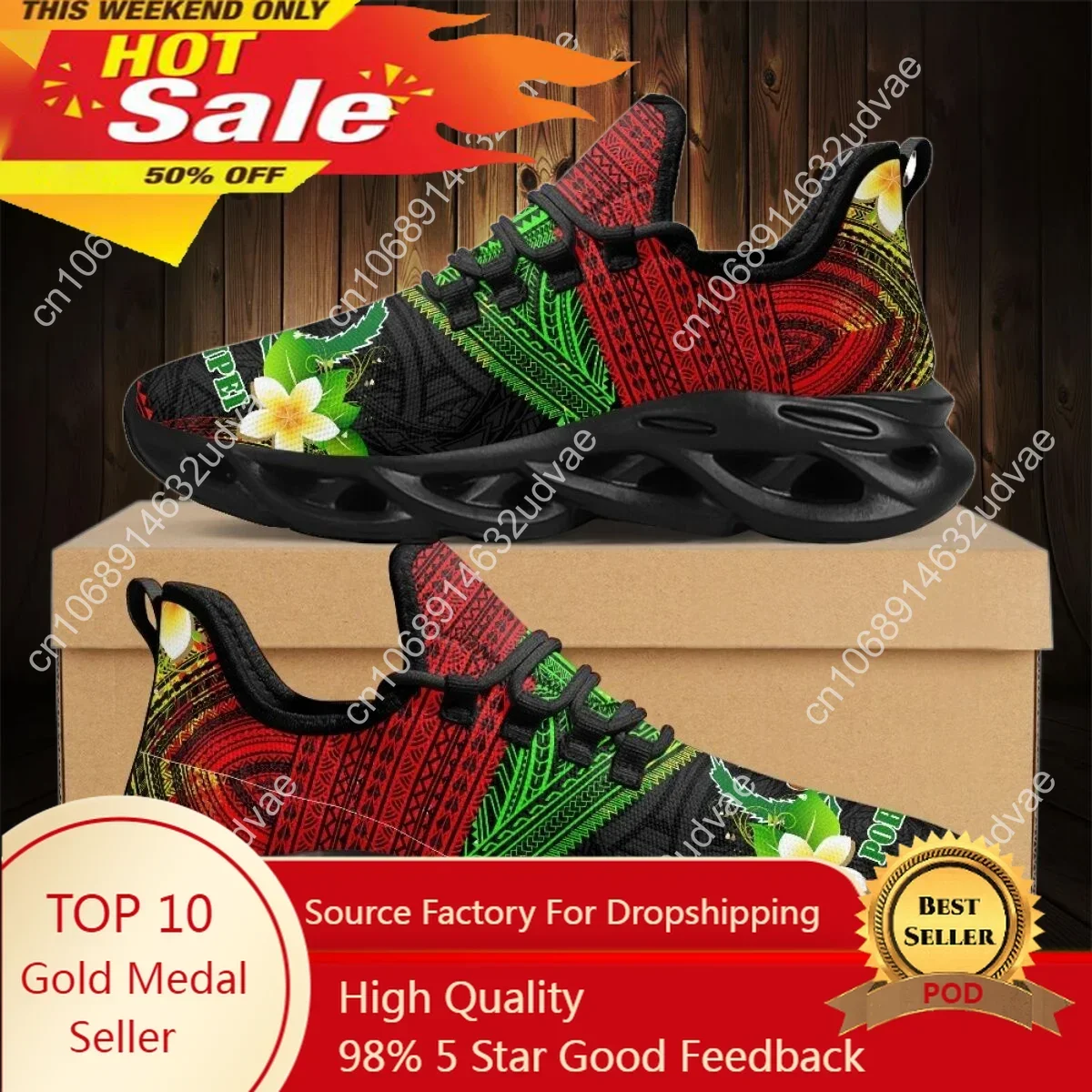 Women Shoes Tennis - Sepatu Jaring Wanita Desain Plumeria Pohnpei