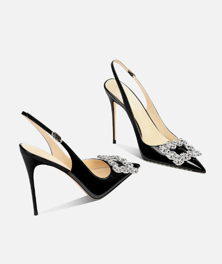 Rhinestone Sandal Women - Sepatu Hak Tinggi Wanita Model Persegi