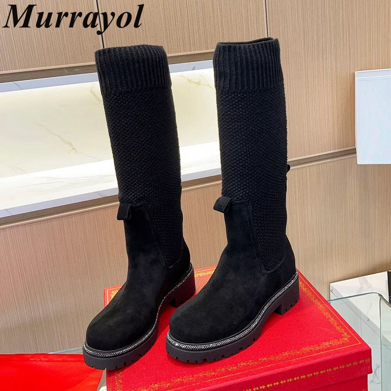 Sock Boot Women - Sepatu Bot Setinggi Lutut Musim Gugur