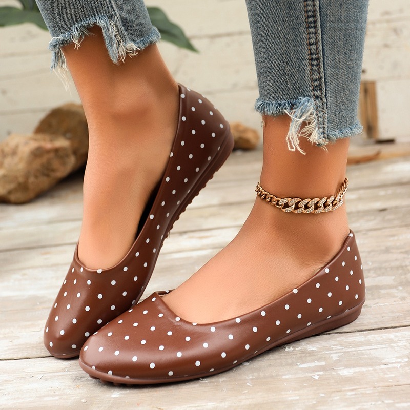 Sepatu Flat Wanita Putih Polka - Shoes For Women Flats ulasan dan harga