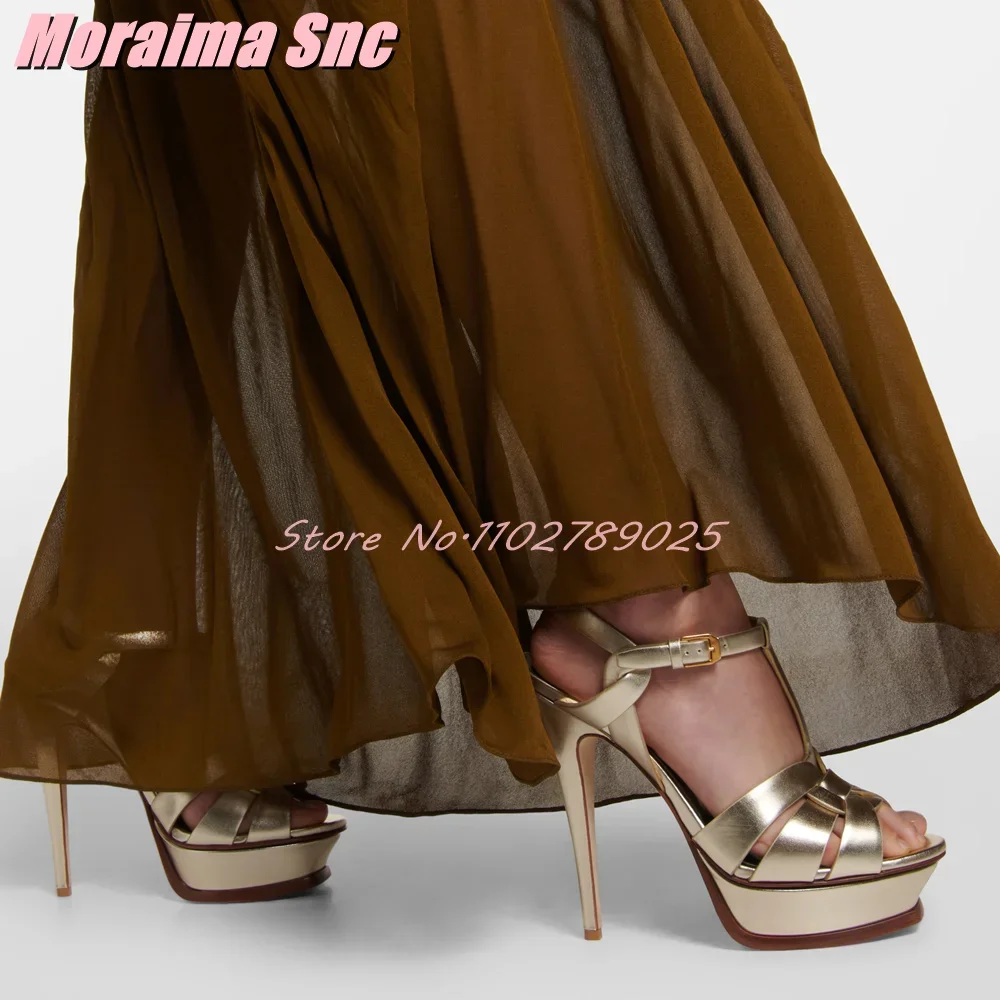 Platform Waeve t-strap sandal  - Ankle Strap Heels ulasan dan harga