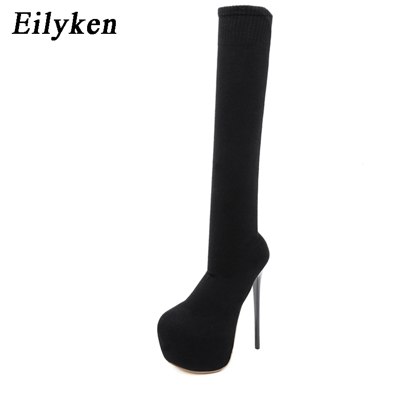 Eilyken sepatu bot wanita hak  - Sock Boot Women ulasan dan harga