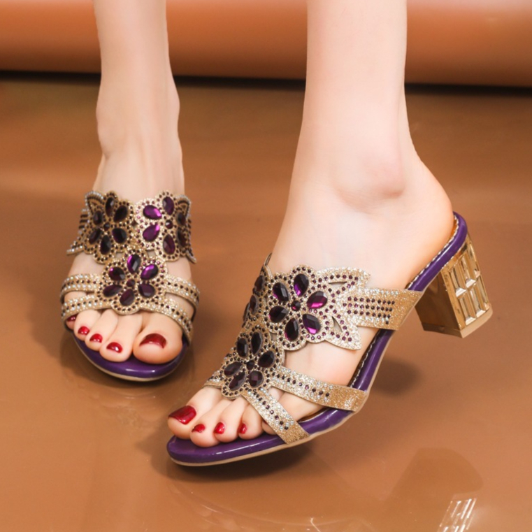 Sandal Wanita Dekorasi Berlian - Rhinestone Sandal Women ulasan dan harga
