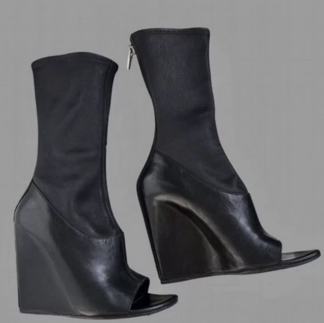 Sandal wedges kulit hitam peep - Women'S Shoes Paris ulasan dan harga