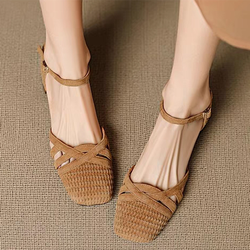 Sandal Hak Tinggi Tenun Retro  - Ankle Strap Heels ulasan dan harga
