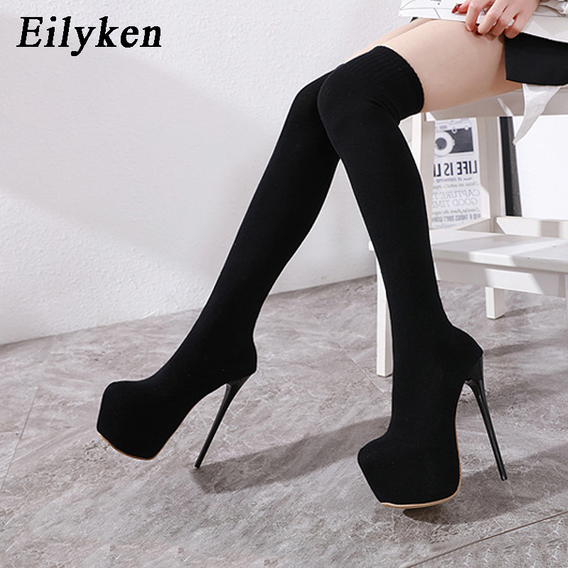 Eilyken sepatu bot hak tinggi  - Sock Boot Women ulasan dan harga