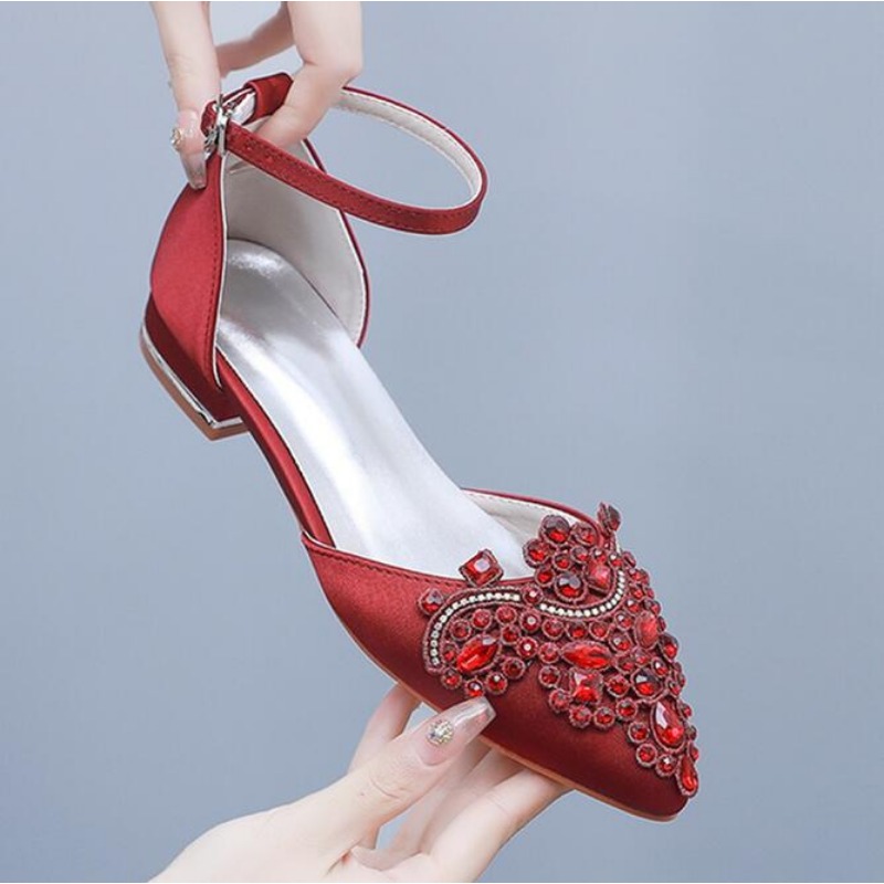 Sepatu Sandal Wanita Hak Rata  - Rhinestone Sandal Women ulasan dan harga