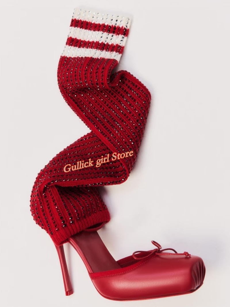 Sepatu Boots Rajut Merah Model - Sock Boot Women ulasan dan harga