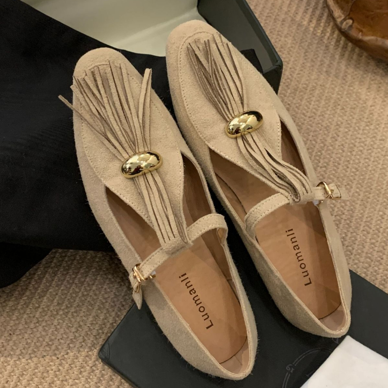 Sepatu Flat Tipe T Suede Palsu - Women Shoes Types ulasan dan harga